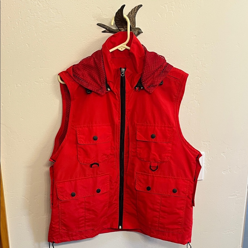 Red Tactical Fashion Vest with Hood
